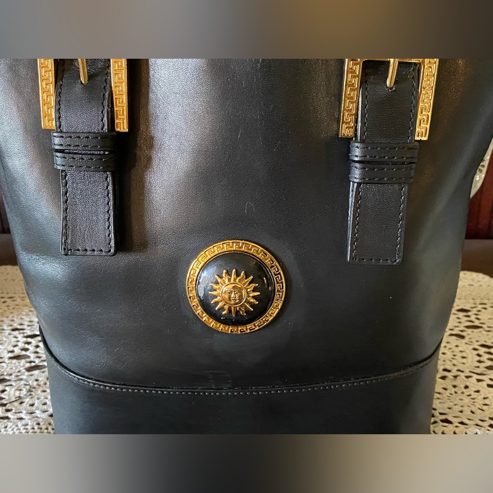 Authentic Versace Shoulder Black Leather Bag - image 5